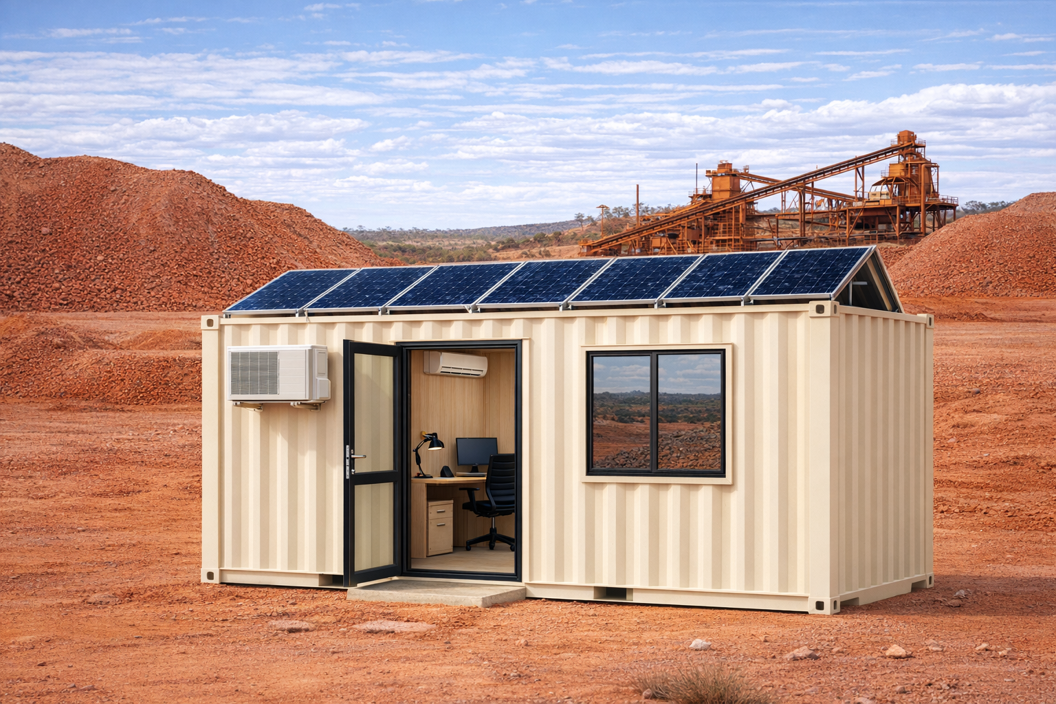 off grid transportable office, solar array on roof (1)